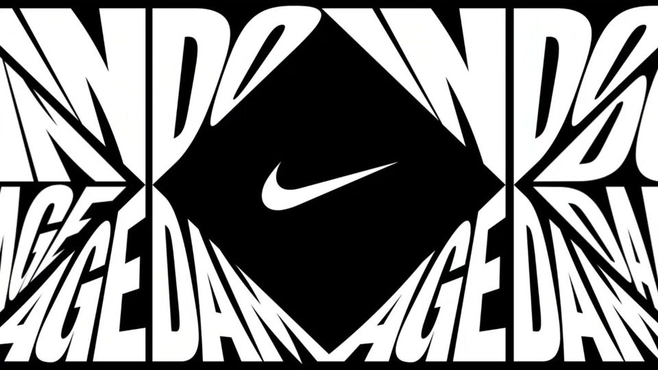 Nike Diamond: kinetic type around the swoosh